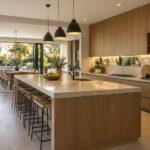 Contemporary sample kitchen with timber cabinetry